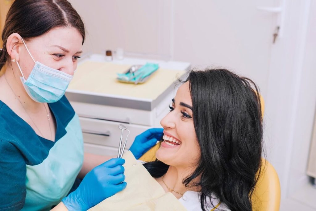 Patient receiving same-day crown treatment at dental clinic